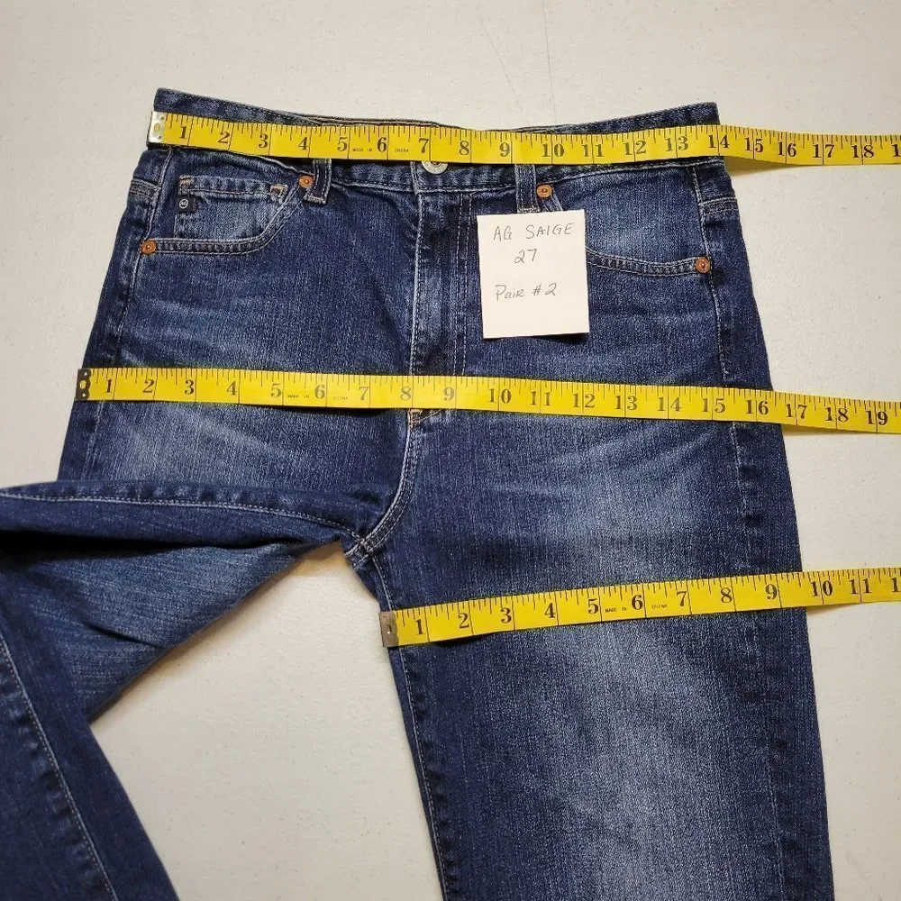 Ag Adriano Goldschmied Saige High Rise Straight Dark Wash Denim Blue Jeans